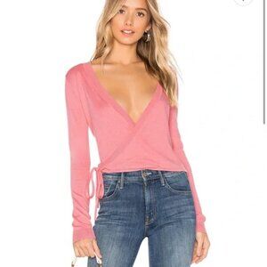 Lovers + Friends Wrap It Sweater Size Rose Small Pink Balletcore Feminine Crop
